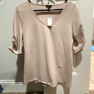 Ruched 3/4 sleeve mauve top